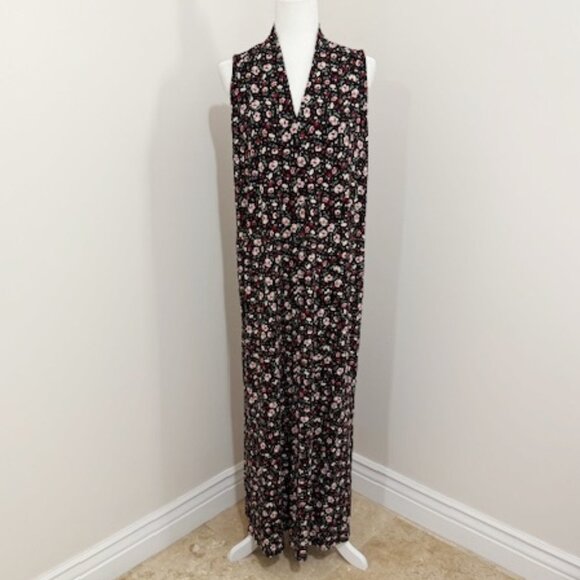 J Jill Wearever Collection Women's Sleeveless Maxi Dress V-Neck Floral Size L - Picture 1 of 6
